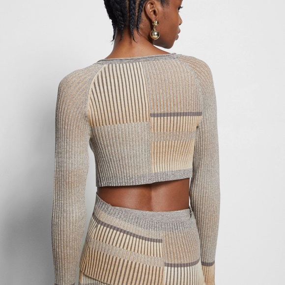 Jonathan Simkai espresso stripe ribbed cutout top - Picture 2 of 9